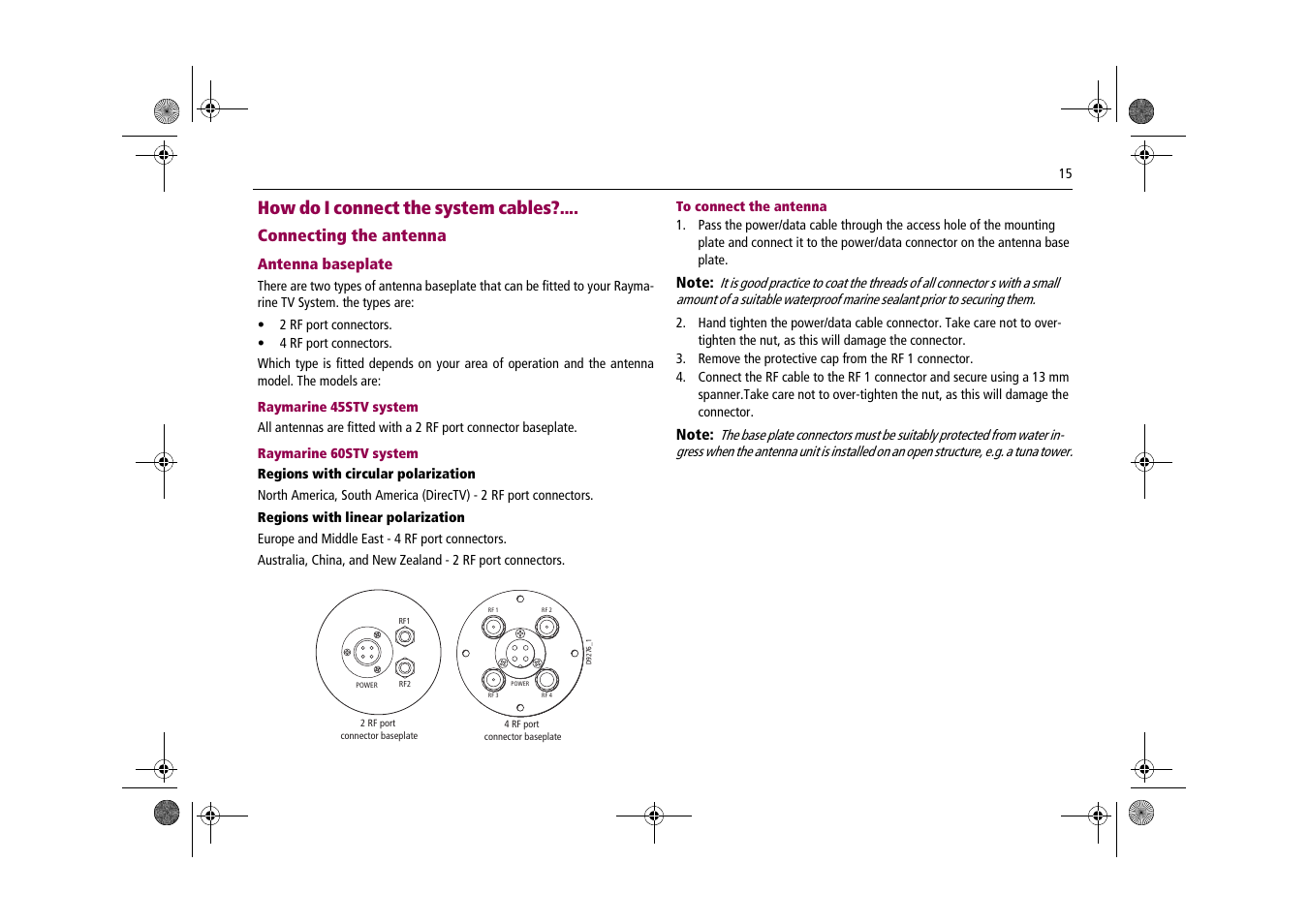 How do i connect the system cables | Raymarine Satellite TV Systems User Manual | Page 19 / 78