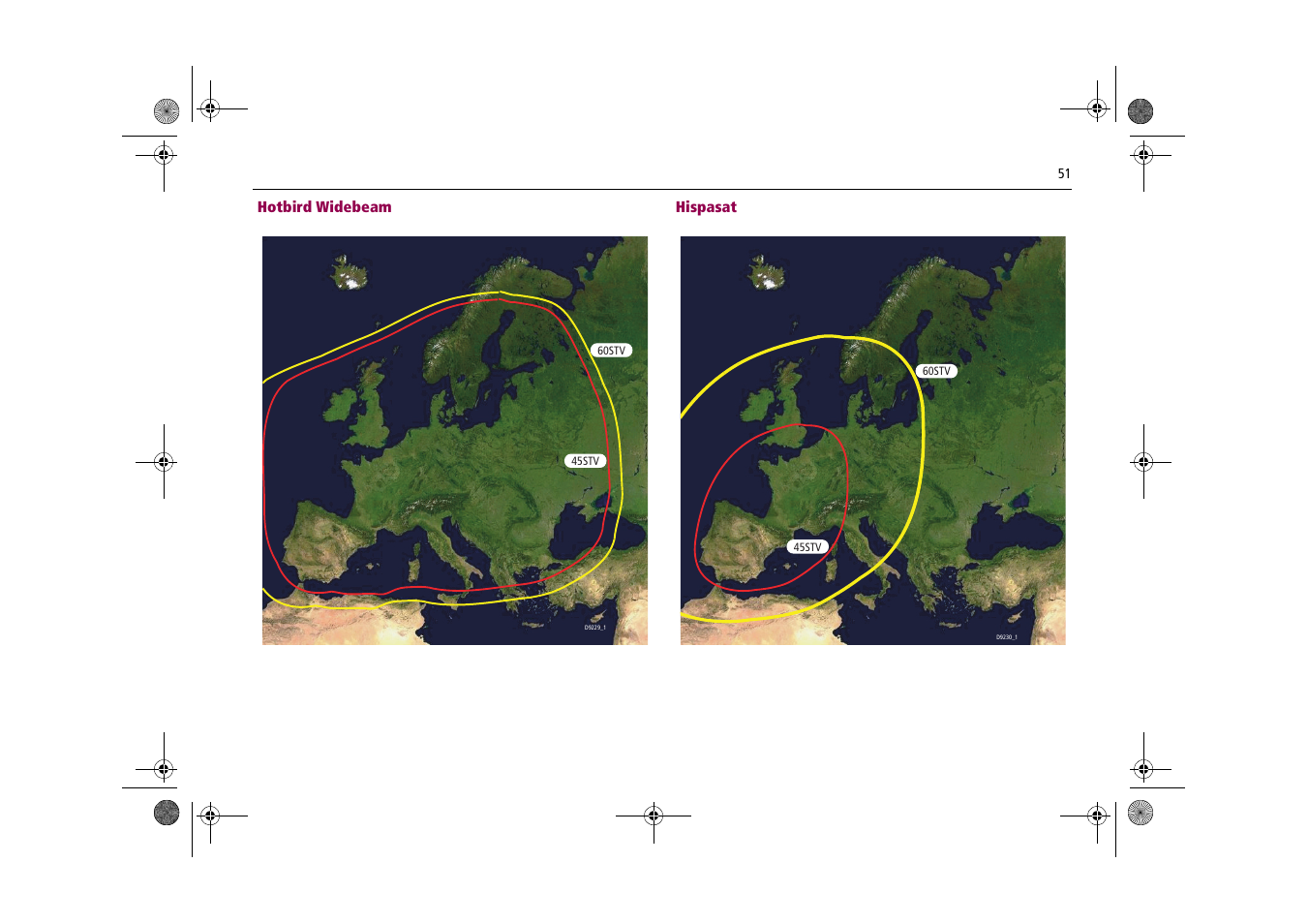 Hotbird widebeam, Hispasat | Raymarine Satellite TV Systems User Manual | Page 55 / 78