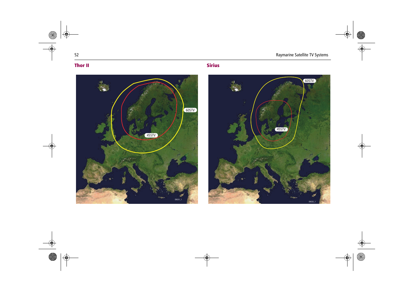 Thor ii, Sirius | Raymarine Satellite TV Systems User Manual | Page 56 / 78