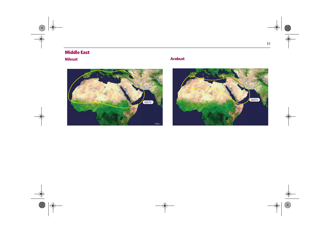 Middle east | Raymarine Satellite TV Systems User Manual | Page 61 / 78
