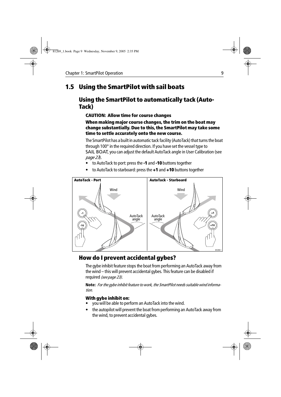 5 using the smartpilot with sail boats, How do i prevent accidental gybes | Raymarine ST6002 User Manual | Page 19 / 56