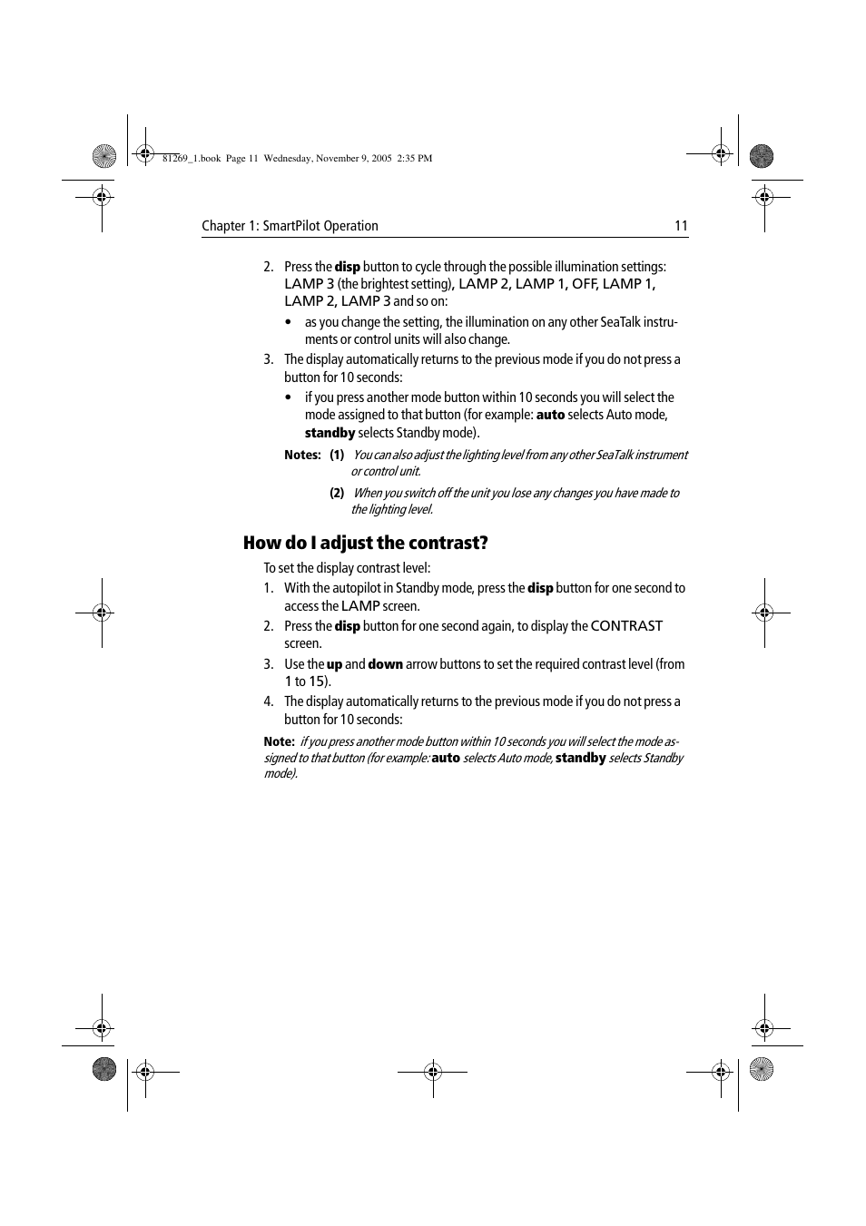 How do i adjust the contrast | Raymarine ST6002 User Manual | Page 21 / 56