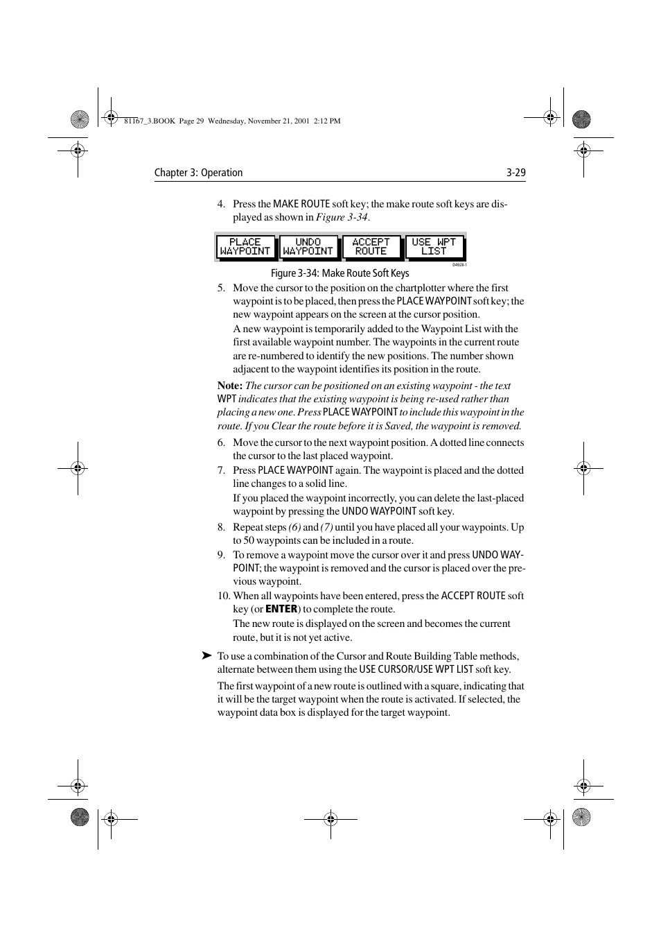 Figure 3-34: make route soft keys | Raymarine 320 User Manual | Page 58 / 139