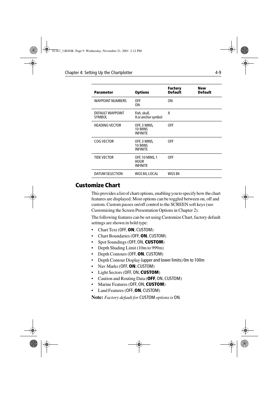 Customize chart, Customize chart -9 | Raymarine 320 User Manual | Page 94 / 139