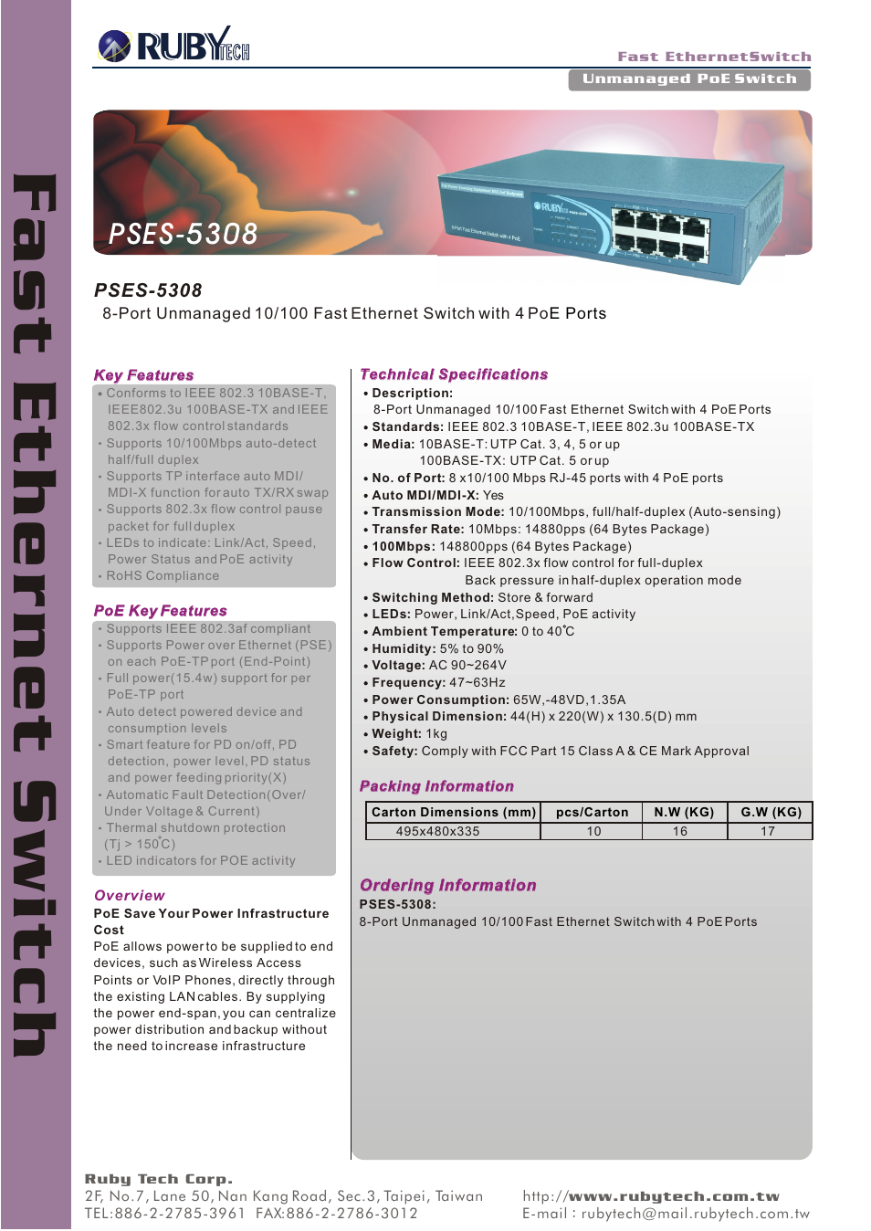 Ruby Tech PSES-5308 User Manual | 1 page