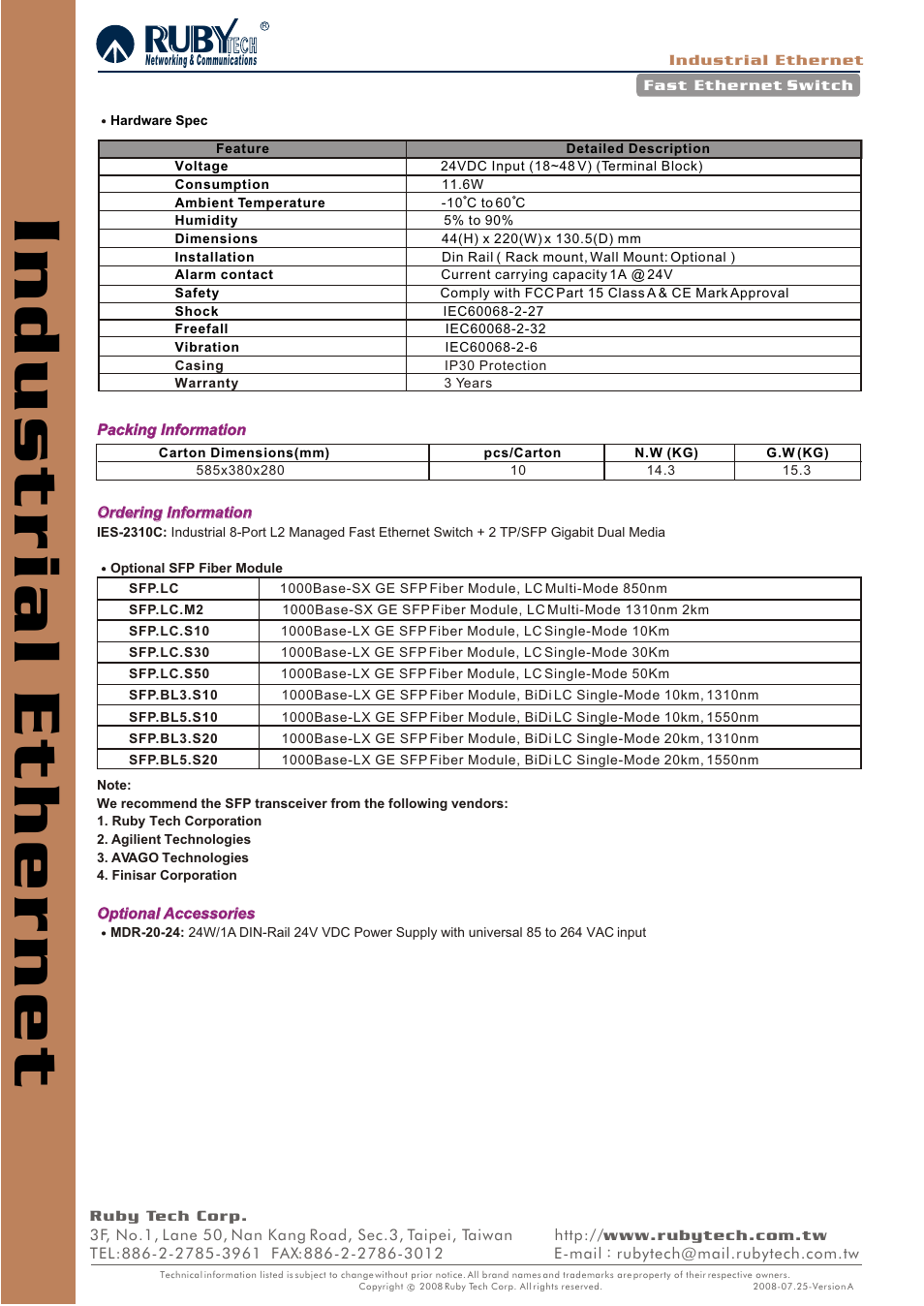 Ruby Tech IES-2310C User Manual | Page 3 / 3