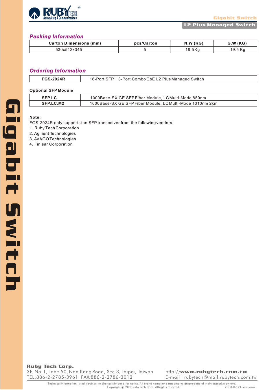 Ruby Tech FGS-2924R User Manual | Page 4 / 4