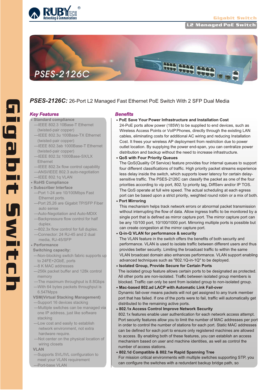 Ruby Tech PSES-2126C User Manual | 3 pages