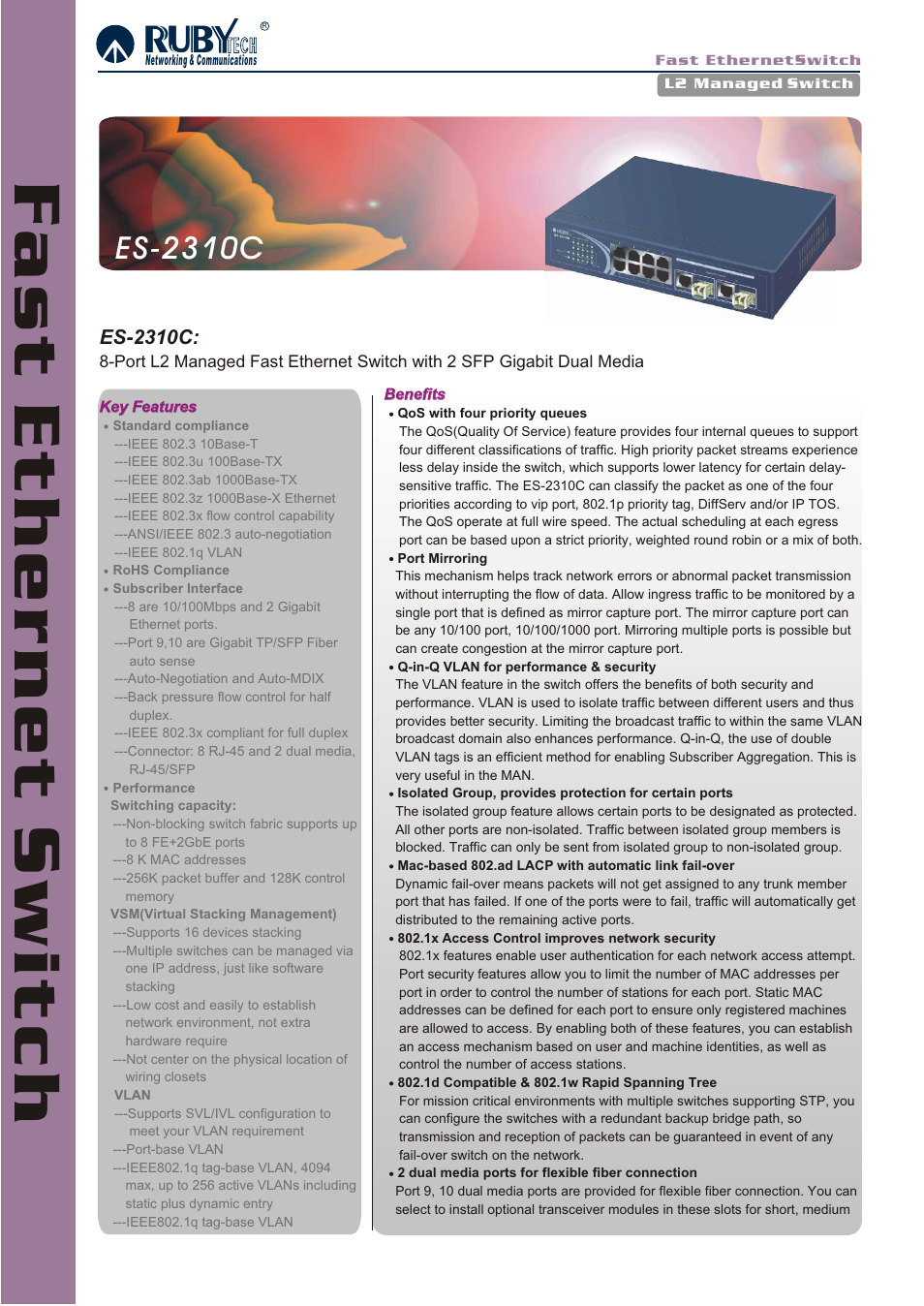 Ruby Tech ES-2310C User Manual | 3 pages