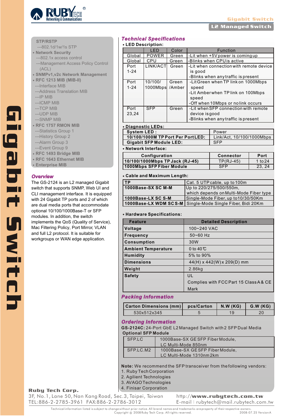 Ruby Tech GS-2124C User Manual | Page 2 / 2