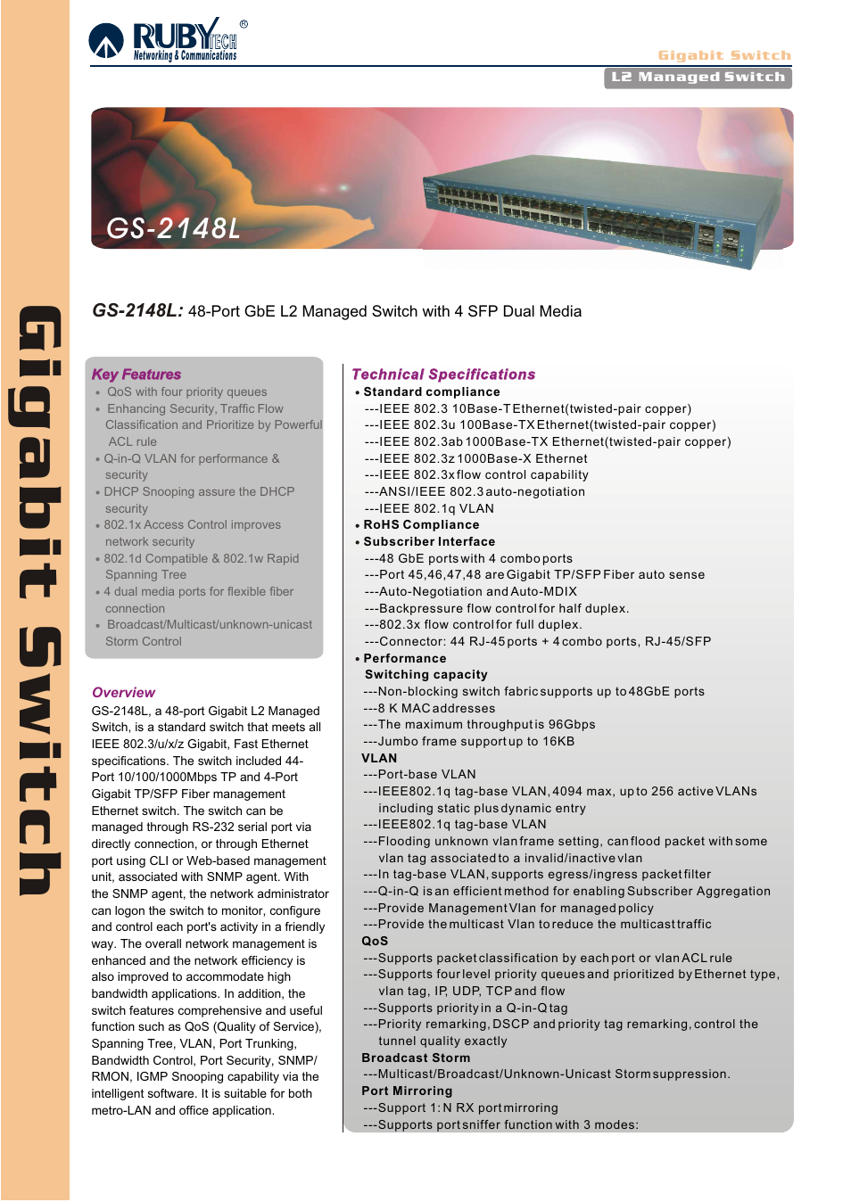 Ruby Tech GS-2148L User Manual | 3 pages