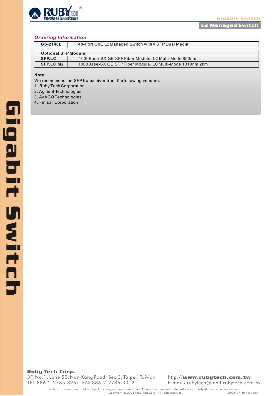 Ruby Tech GS-2148L User Manual | Page 3 / 3