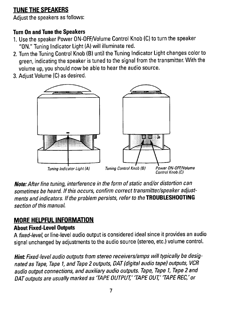 Tuning speaker | Recoton/Advent AW810 User Manual | Page 7 / 24