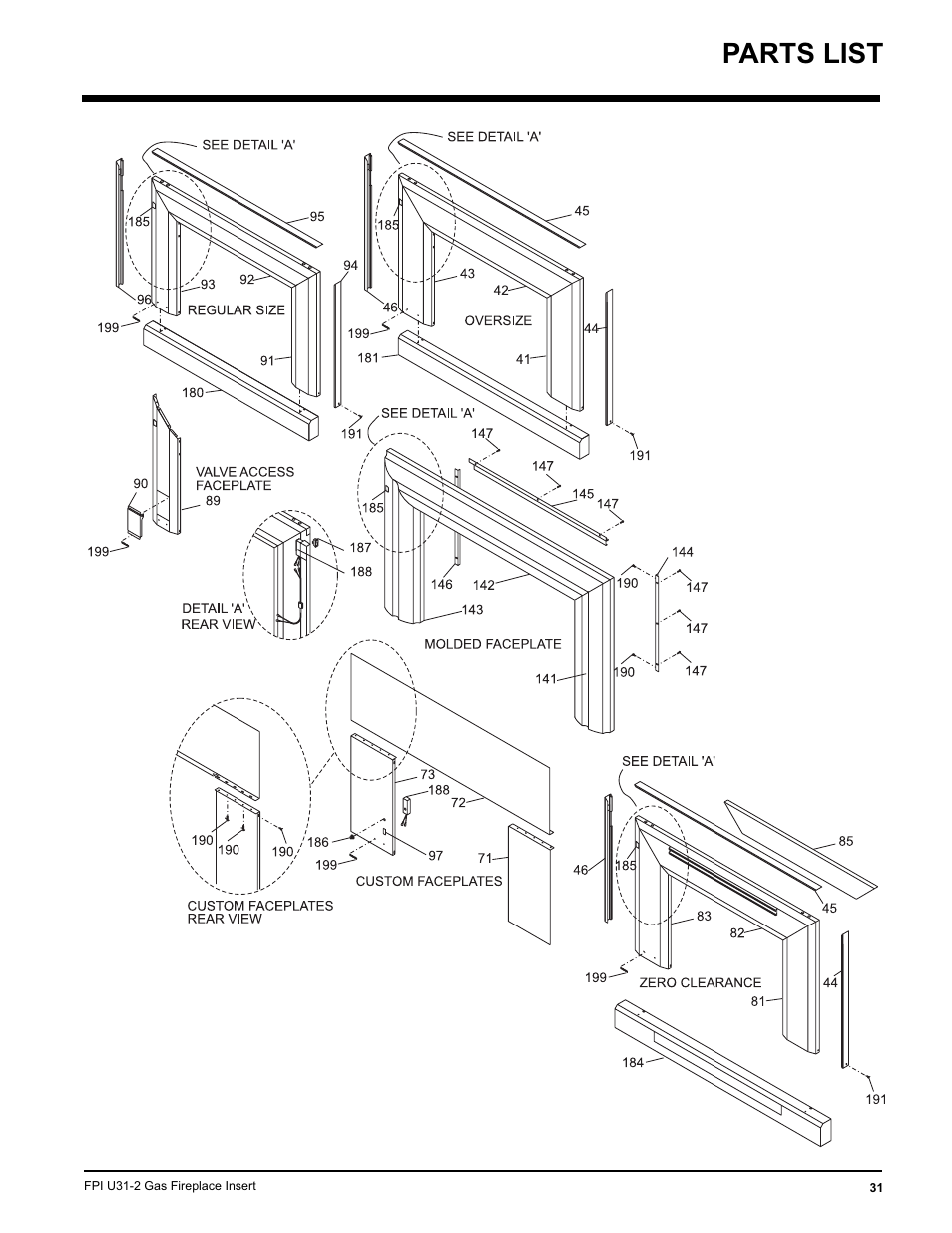 Parts list | Recoton/Advent U31-LP2 User Manual | Page 31 / 36