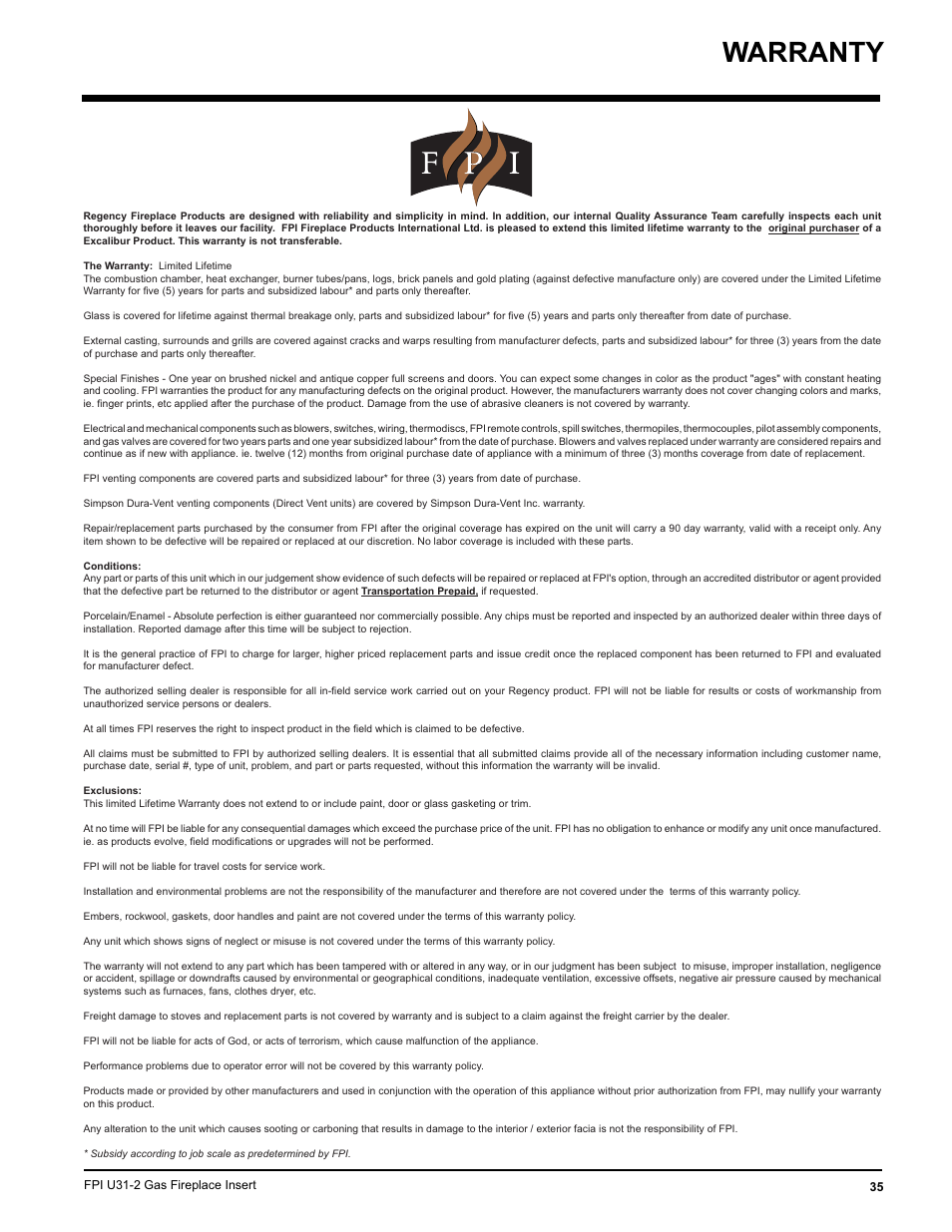 Warranty | Recoton/Advent U31-LP2 User Manual | Page 35 / 36