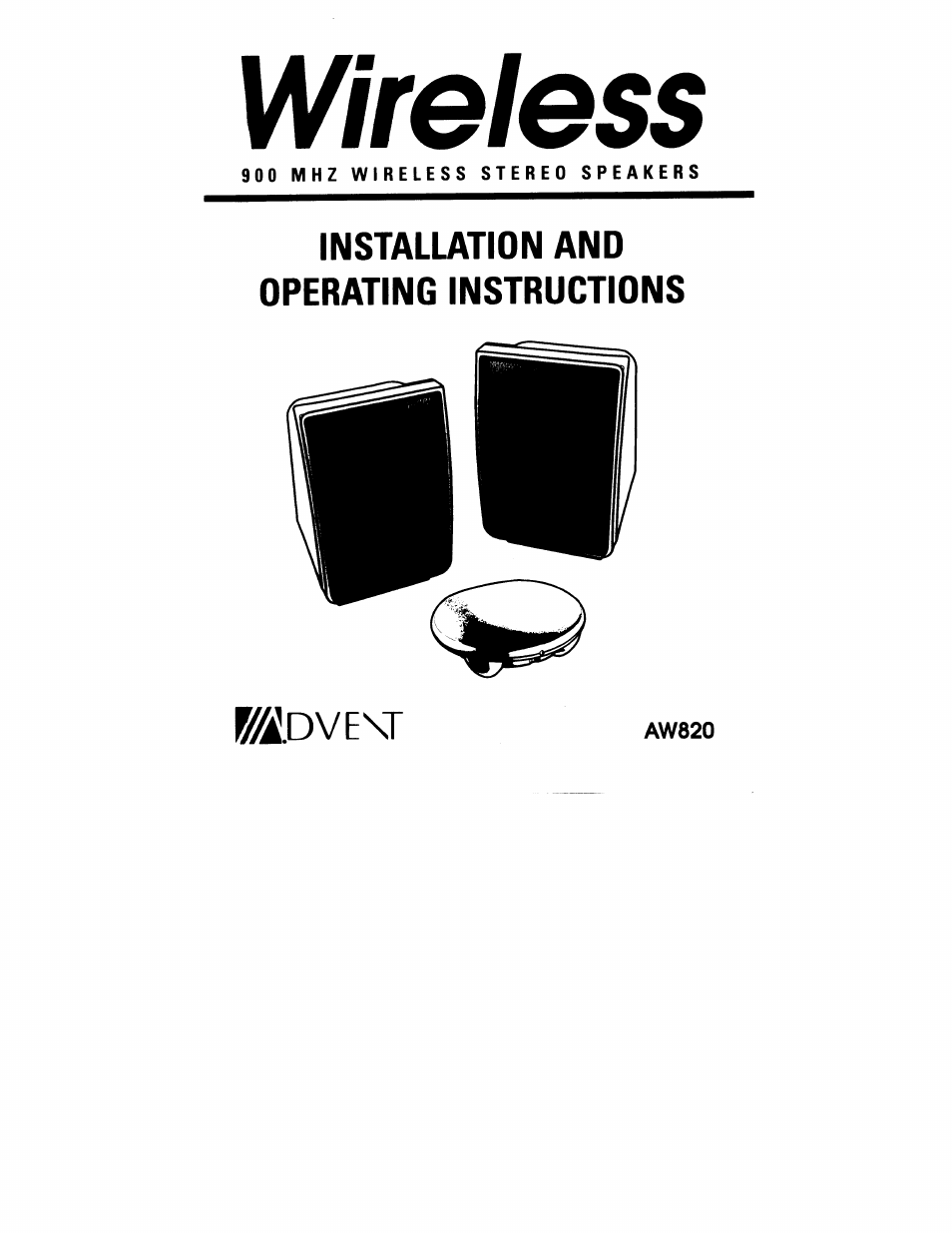 Recoton/Advent Advent AW820 User Manual | 24 pages