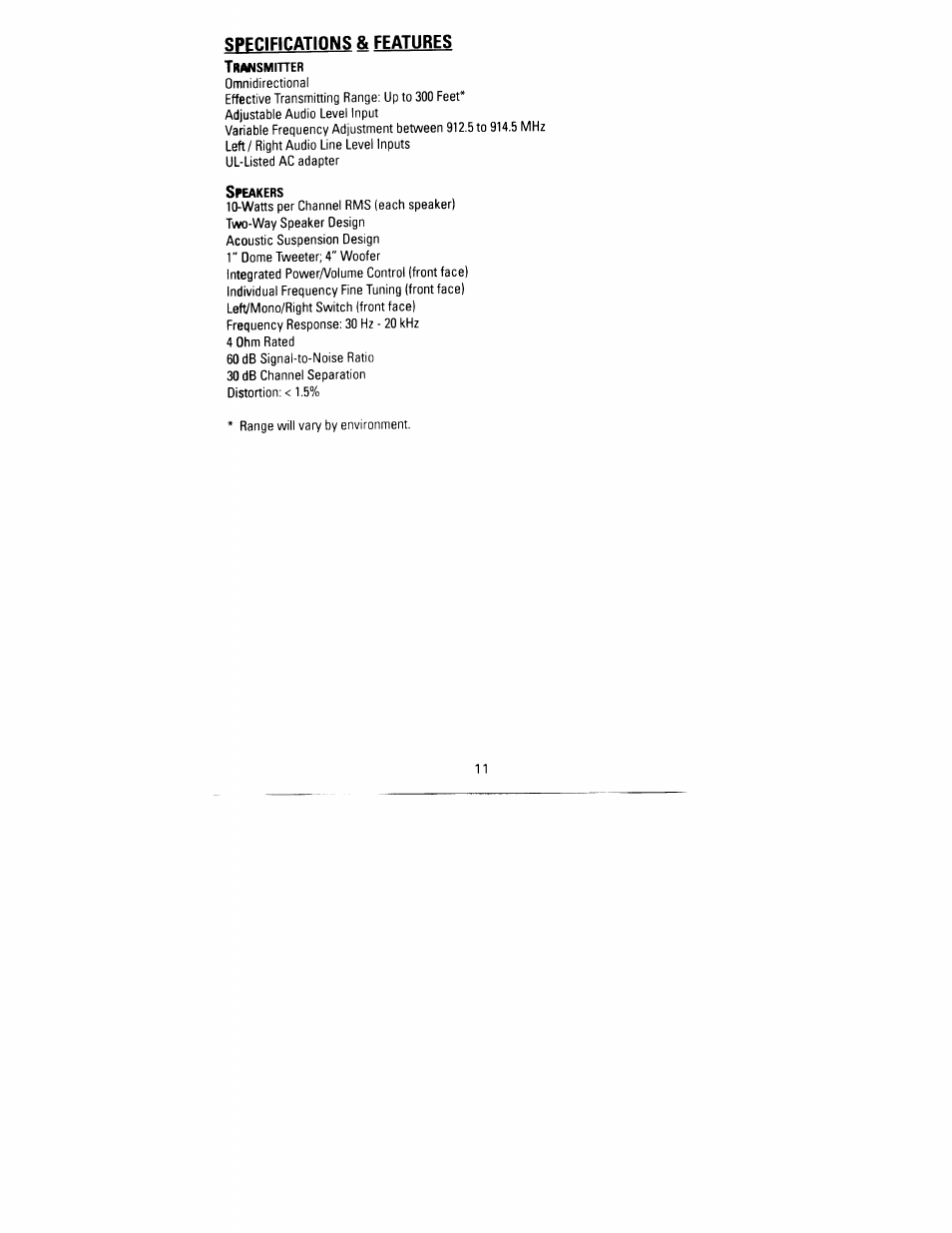 Specs | Recoton/Advent Advent AW820 User Manual | Page 10 / 24