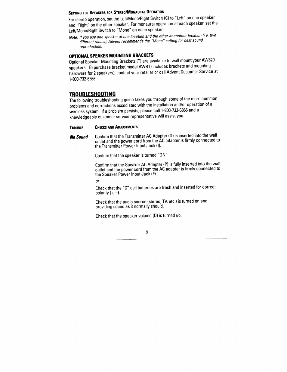 Troubleshooting | Recoton/Advent Advent AW820 User Manual | Page 8 / 24