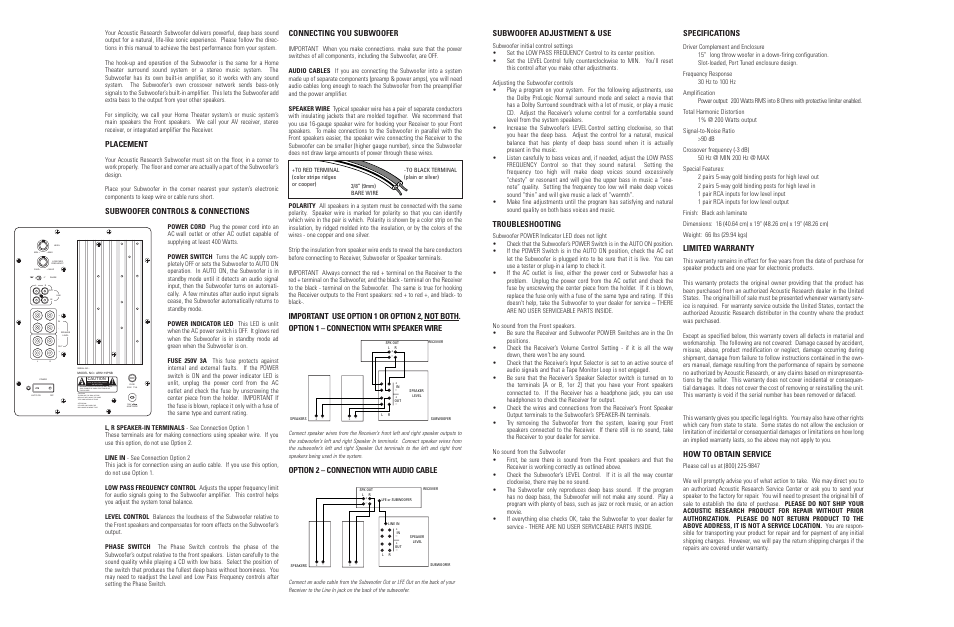 Recoton/Advent ARS115PSB User Manual | 2 pages