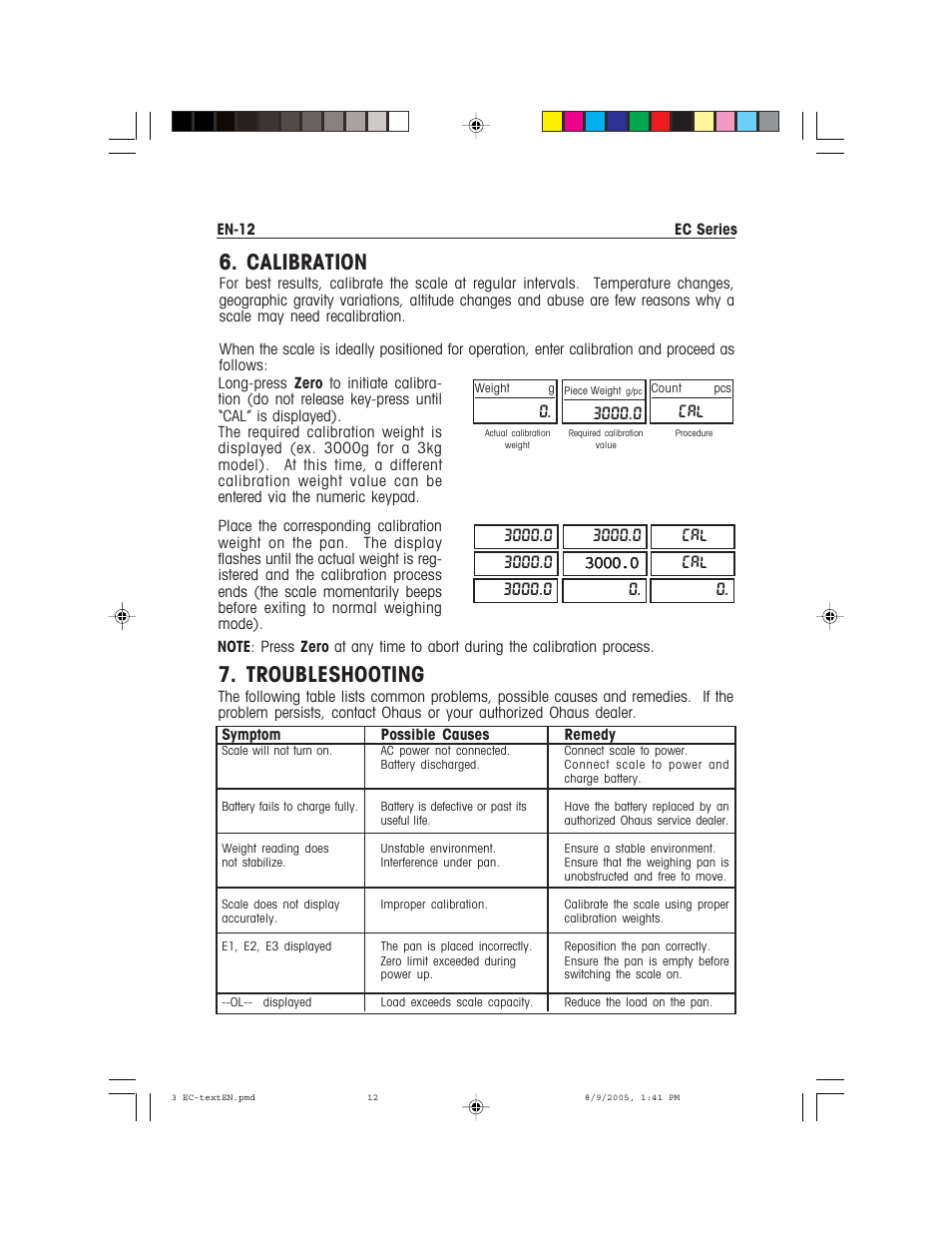 Calibration, Troubleshooting | Recoton/Advent EC Series User Manual | Page 16 / 76