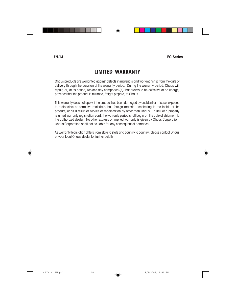 Limited warranty | Recoton/Advent EC Series User Manual | Page 18 / 76