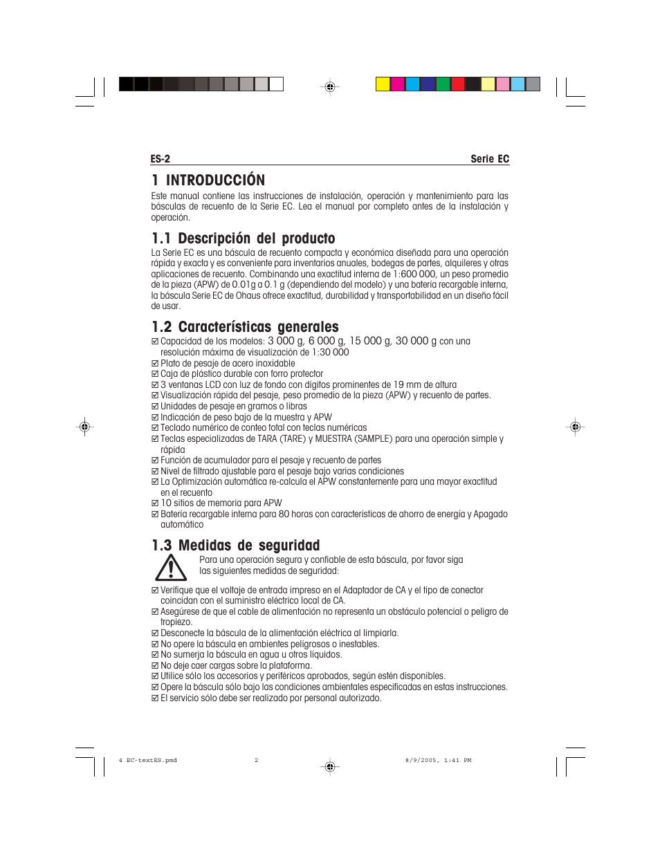 1 introducción, 1 descripción del producto, 2 características generales | 3 medidas de seguridad | Recoton/Advent EC Series User Manual | Page 20 / 76