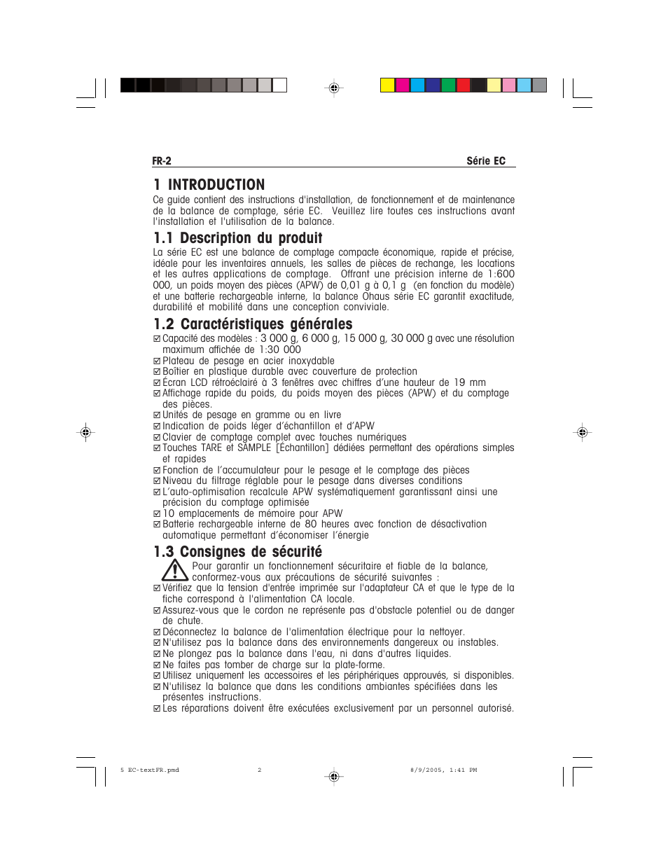 1 introduction, 1 description du produit, 2 caractéristiques générales | 3 consignes de sécurité | Recoton/Advent EC Series User Manual | Page 34 / 76