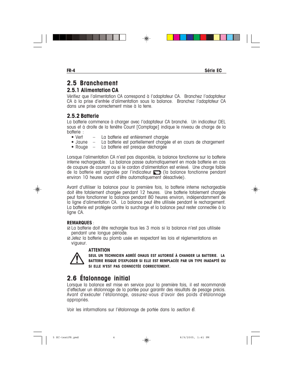 5 branchement, 6 étalonnage initial | Recoton/Advent EC Series User Manual | Page 36 / 76