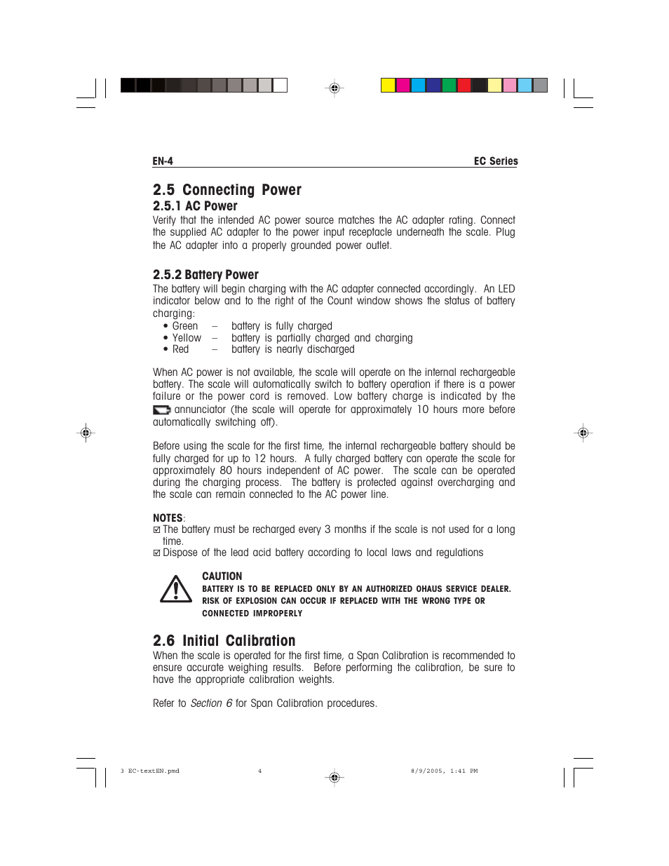 5 connecting power, 6 initial calibration | Recoton/Advent EC Series User Manual | Page 8 / 76