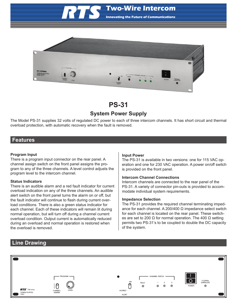 RTS PS-31 User Manual | 2 pages
