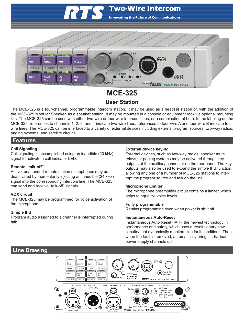 RTS User Station MCE-325 User Manual | 2 pages