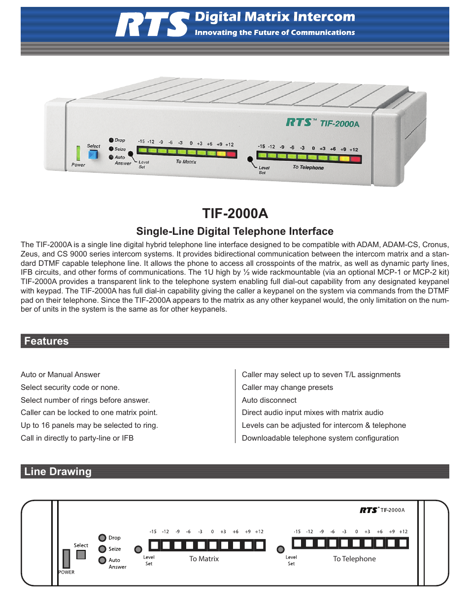 RTS TIF-2000A User Manual | 2 pages
