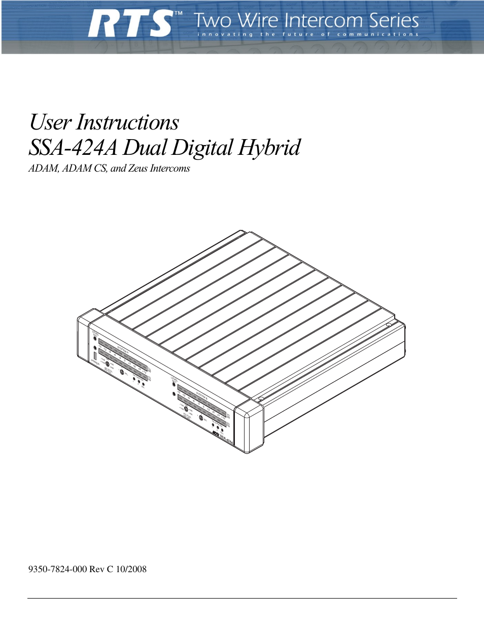 RTS SSA-424A User Manual | 22 pages