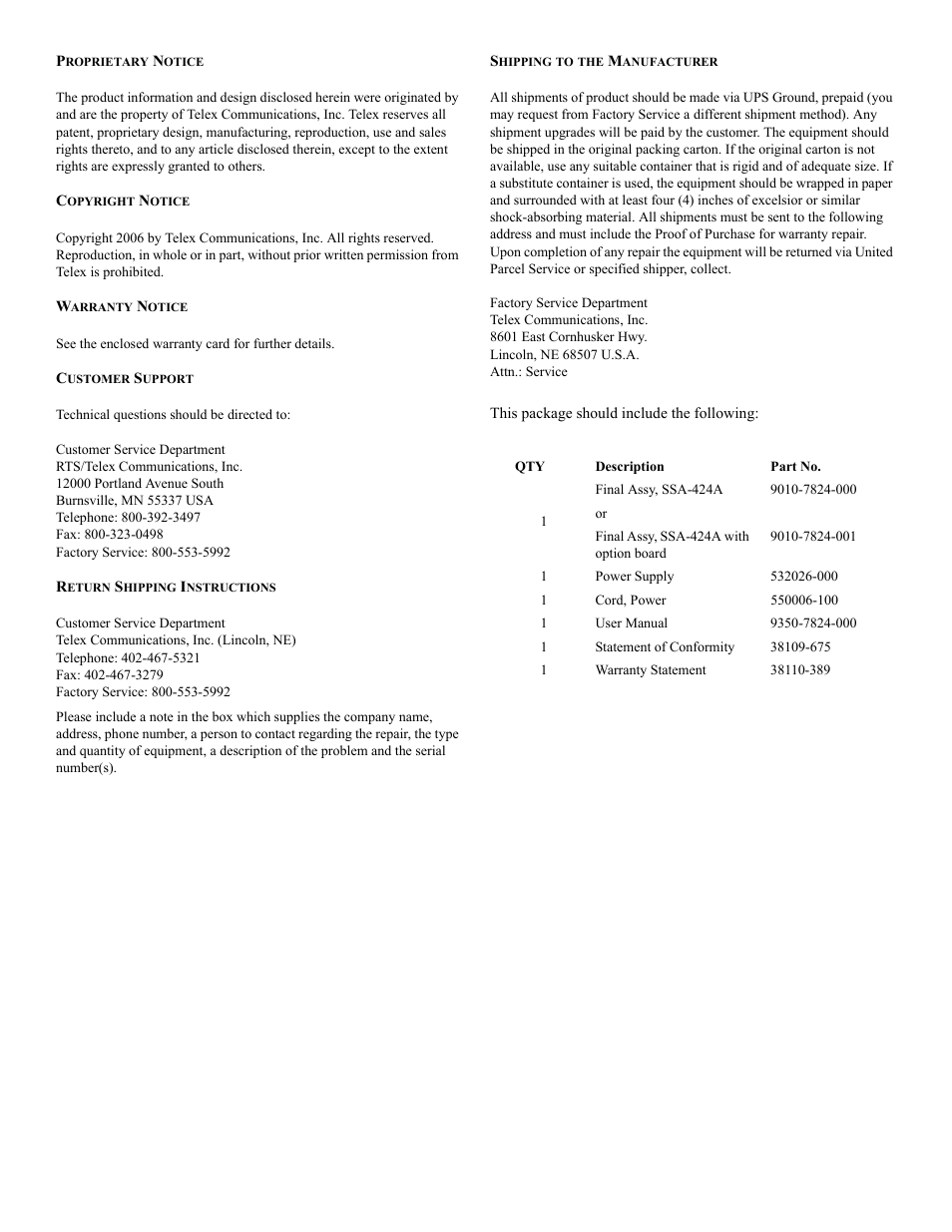 RTS SSA-424A User Manual | Page 2 / 22