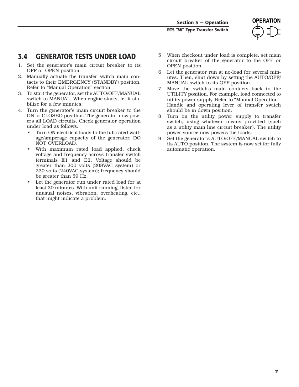 4 generator tests under load | RTS KGATX0101400 User Manual | Page 9 / 16