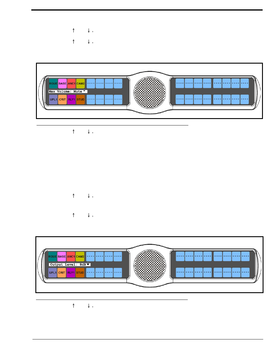 Audio options menu, outp level | RTS CLD Color Keypanel Family KP 32 CLD User Manual | Page 77 / 160