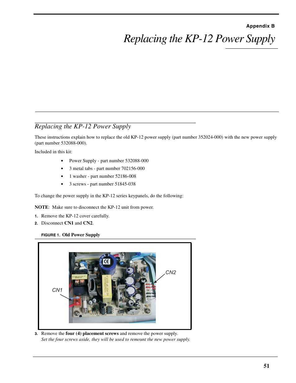 Appendix b replacing the kp-12 power supply, Replacing the kp-12 power supply | RTS Digital Matrix s Keypanels DKP-8 User Manual | Page 57 / 60