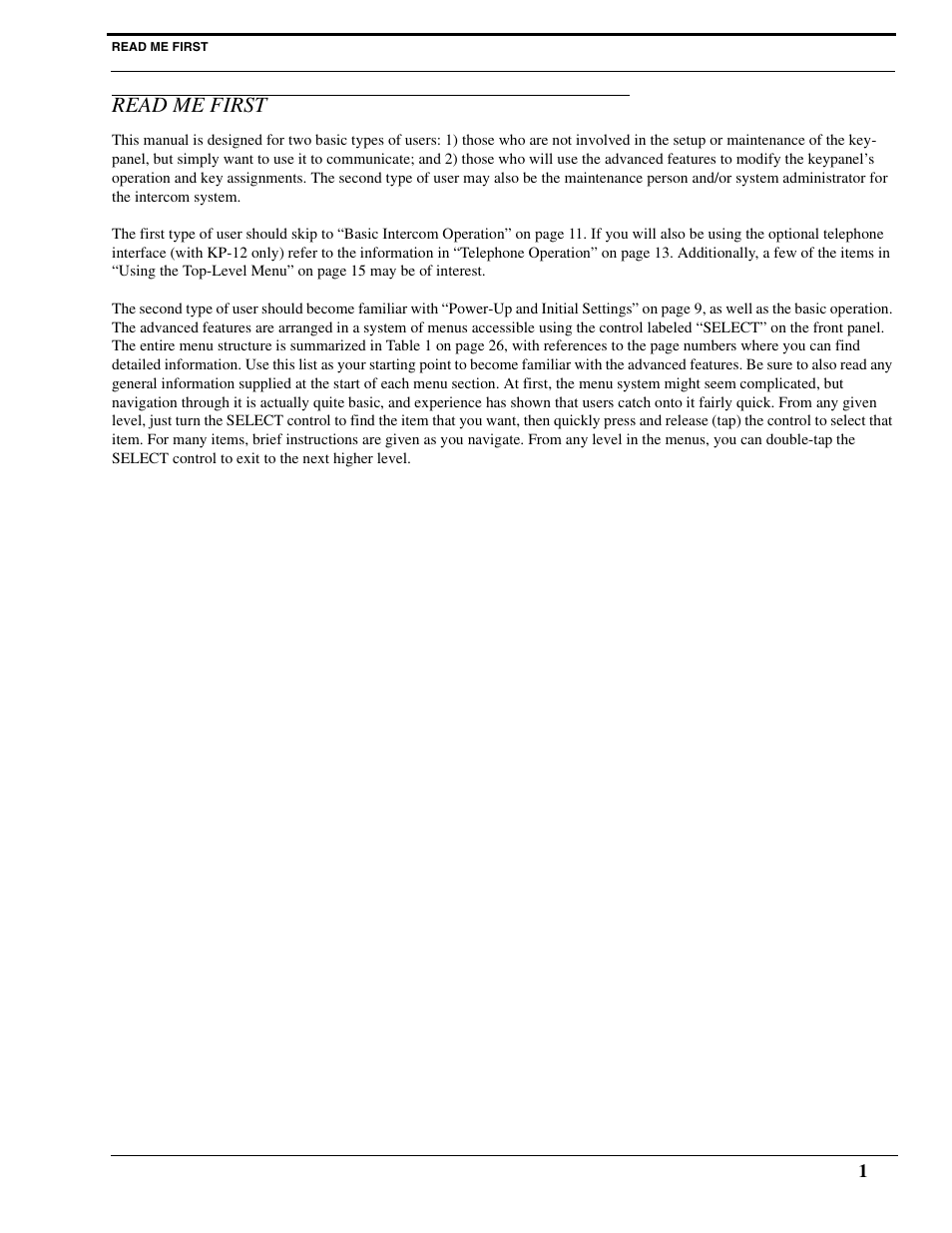 Read me first | RTS Digital Matrix s Keypanels DKP-8 User Manual | Page 7 / 60