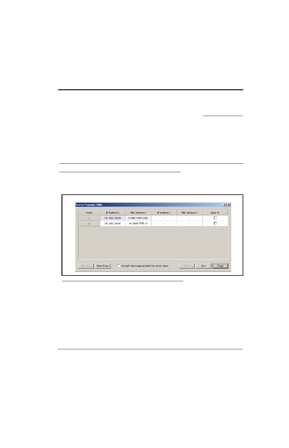 Chapter 3 window descriptions, Frame mapping table window, Frame column | Window descriptions | RTS TBX - TriBus ADAM User Manual | Page 33 / 48