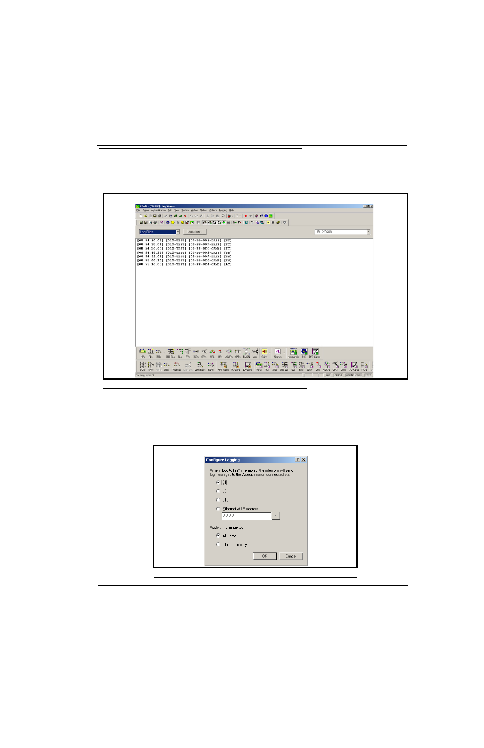 Logging window, Configure logging window | RTS TBX - TriBus ADAM User Manual | Page 43 / 48