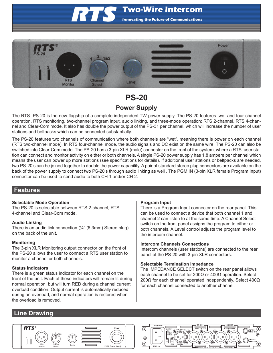 RTS PS-20 User Manual | 2 pages