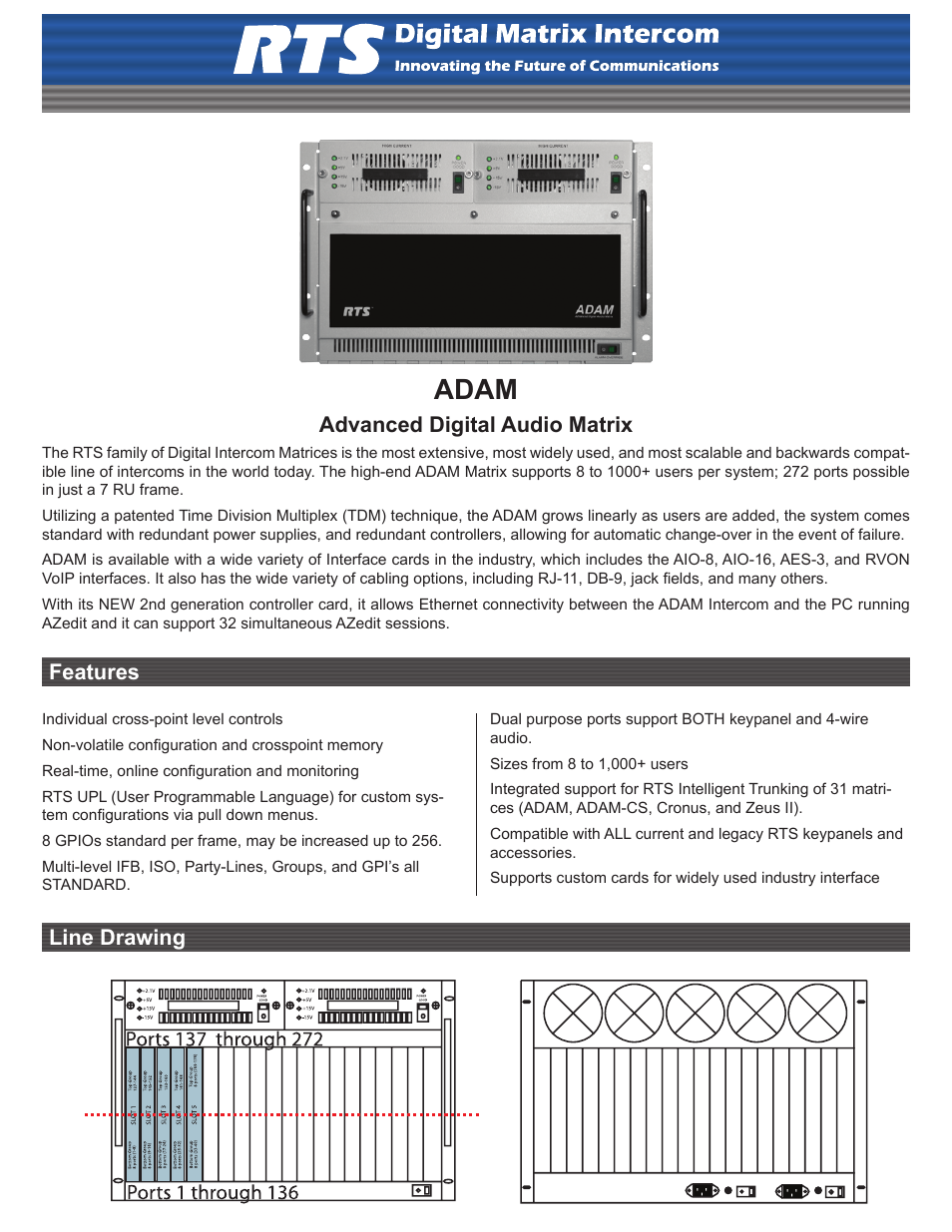 RTS Digital Audio Matrix User Manual | 2 pages