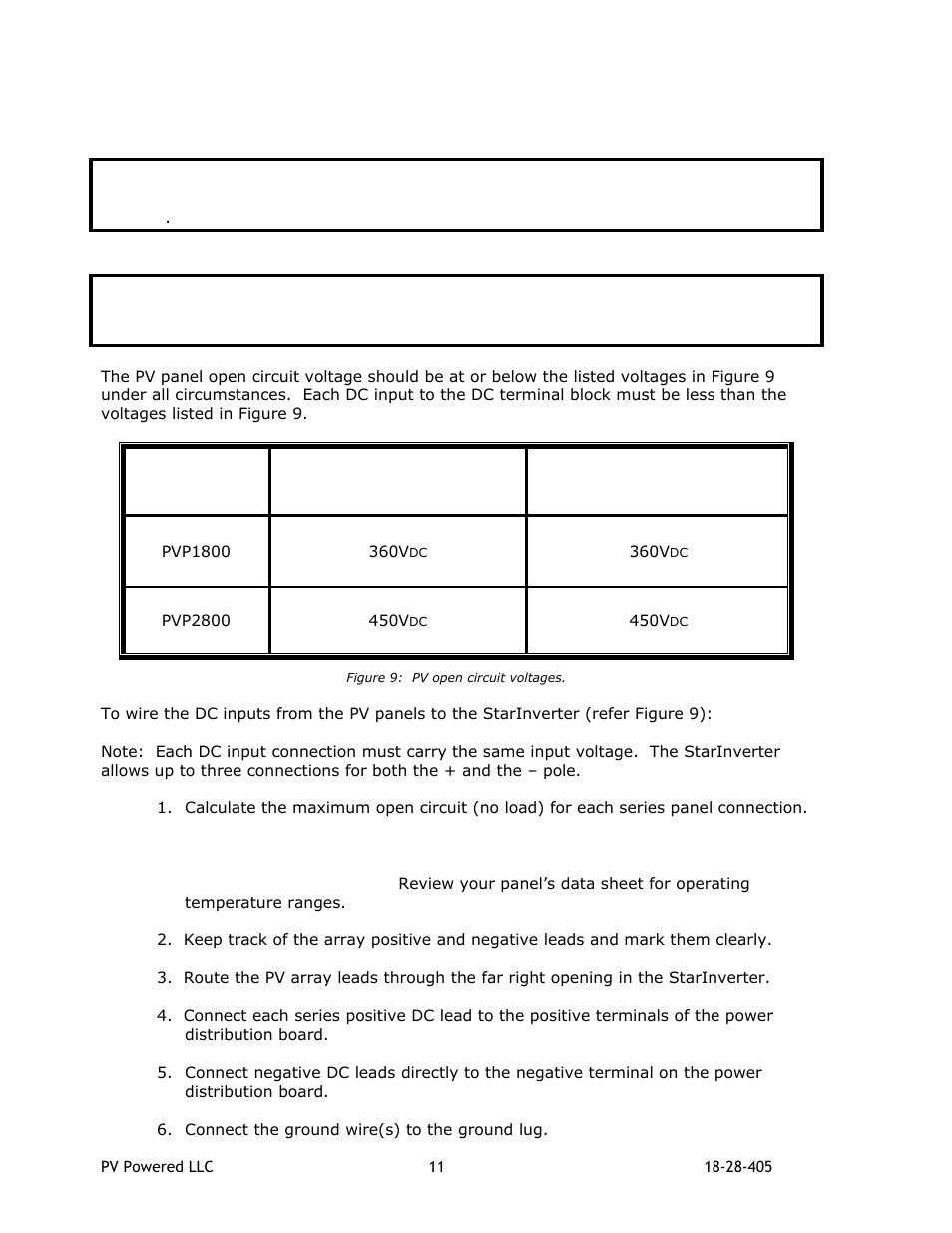 C connecting dc wires/pv panels, Warning | Revolutionary Cooling Systems PVP2800 User Manual | Page 12 / 28
