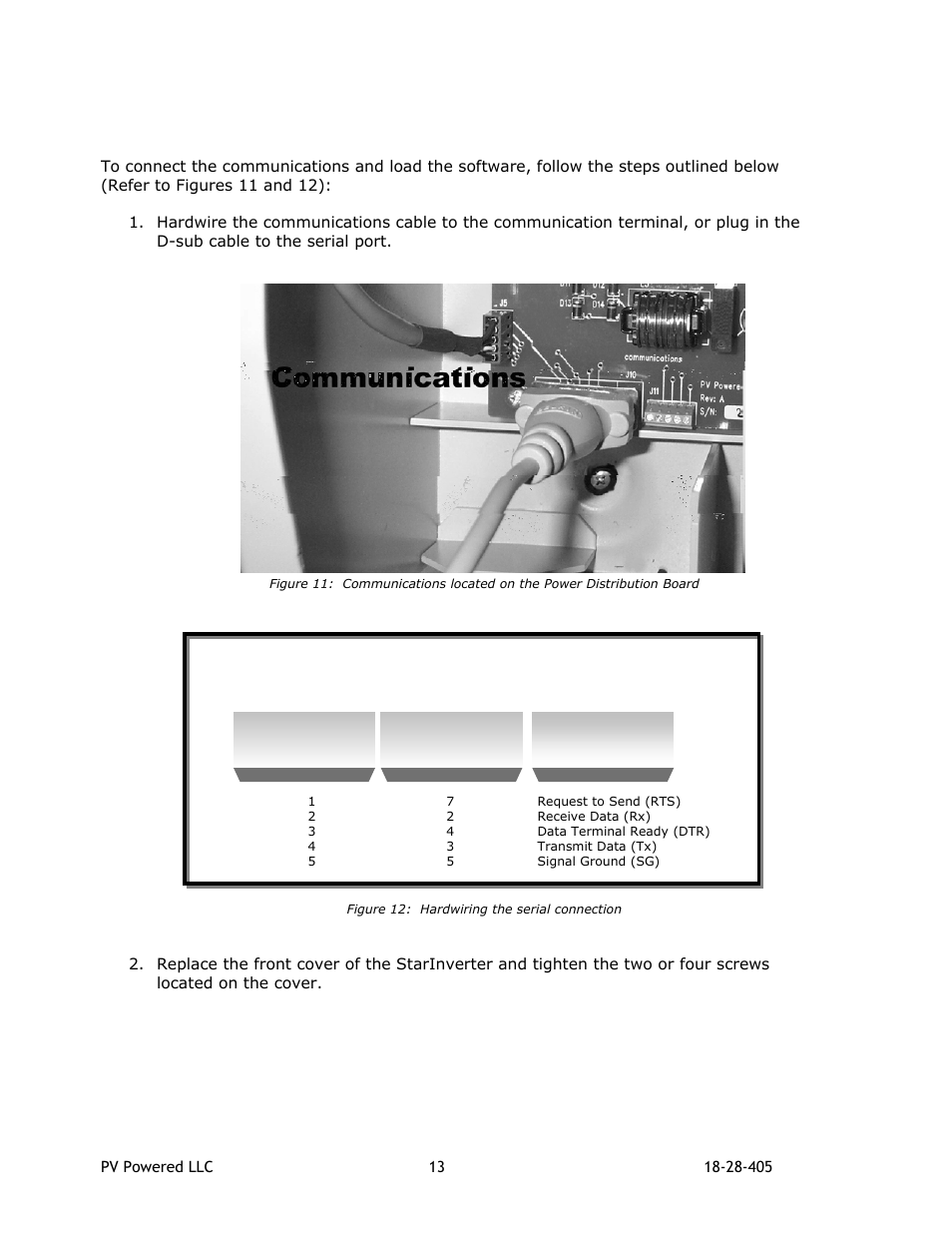 D connecting communications (optional step), Serial connection table | Revolutionary Cooling Systems PVP2800 User Manual | Page 14 / 28