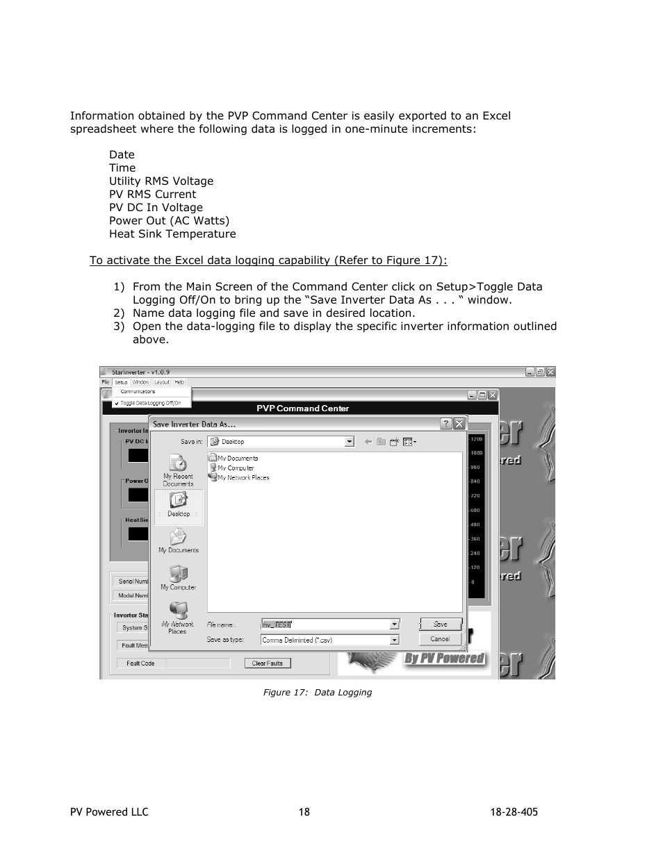 A data logging with the pvp command center, Figure 17: data logging | Revolutionary Cooling Systems PVP2800 User Manual | Page 19 / 28