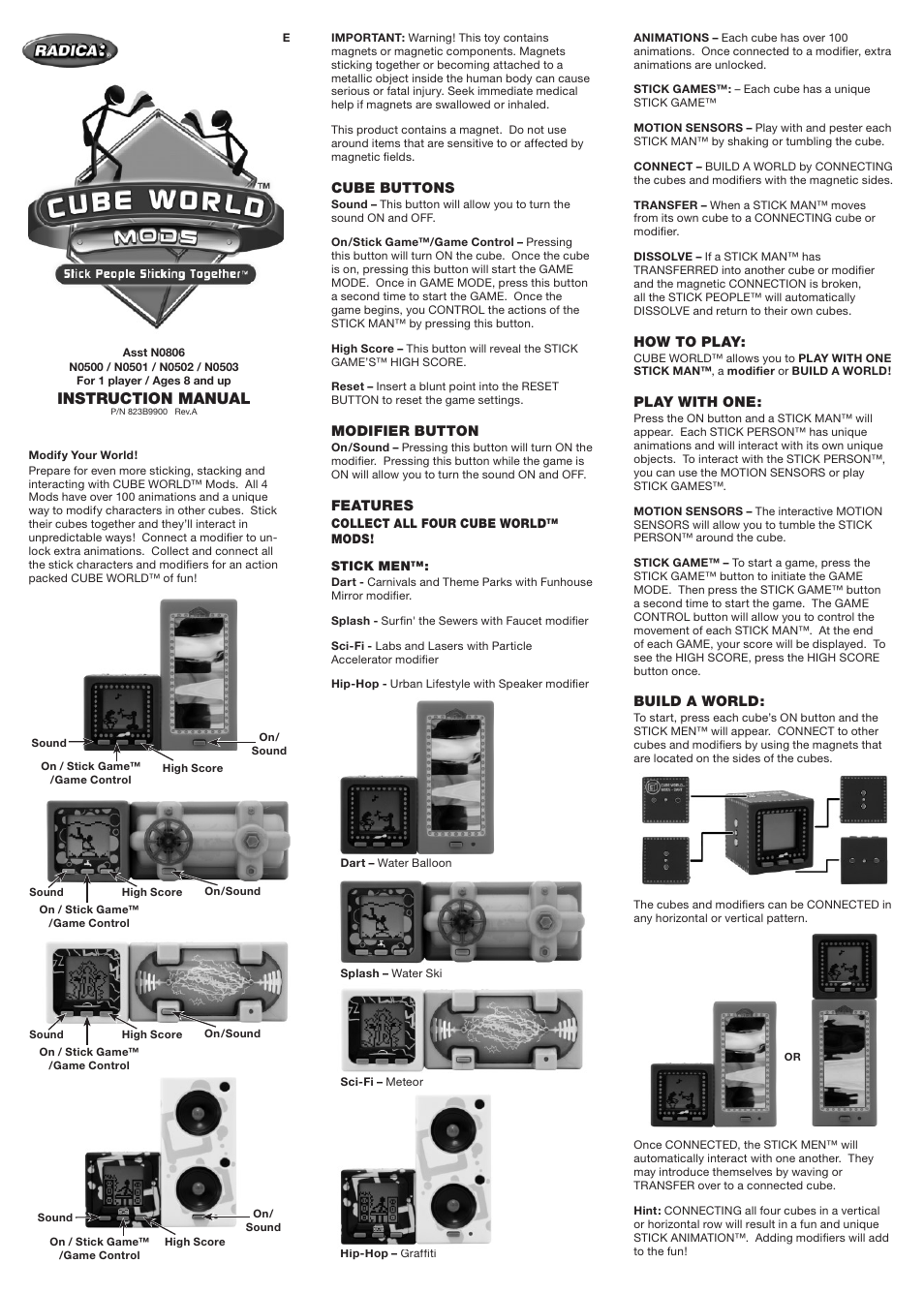 Radica Games CUBE WORLD N0806 User Manual | 2 pages