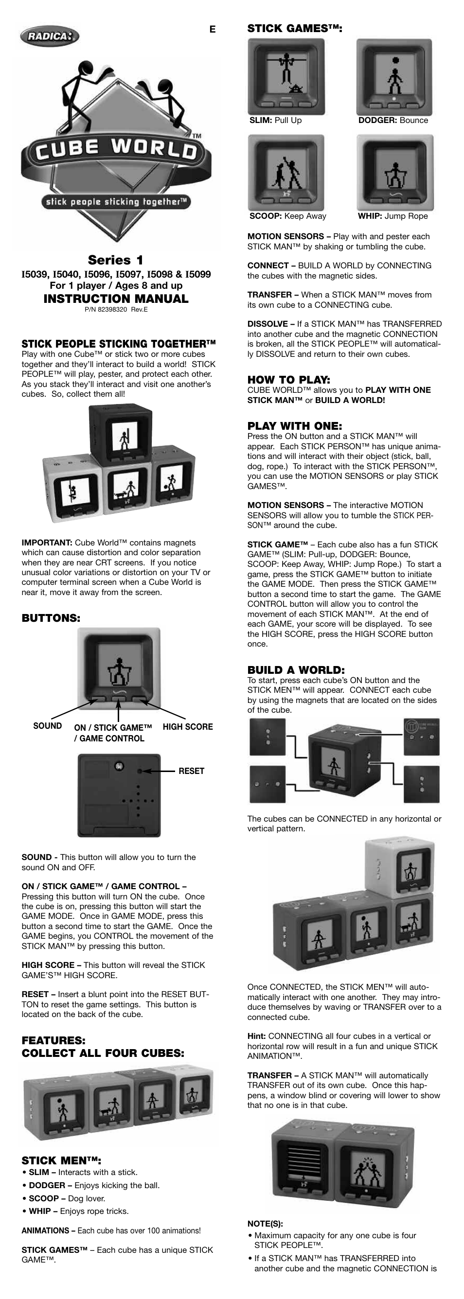 Radica Games CUBE WORLD I5096 User Manual | 2 pages