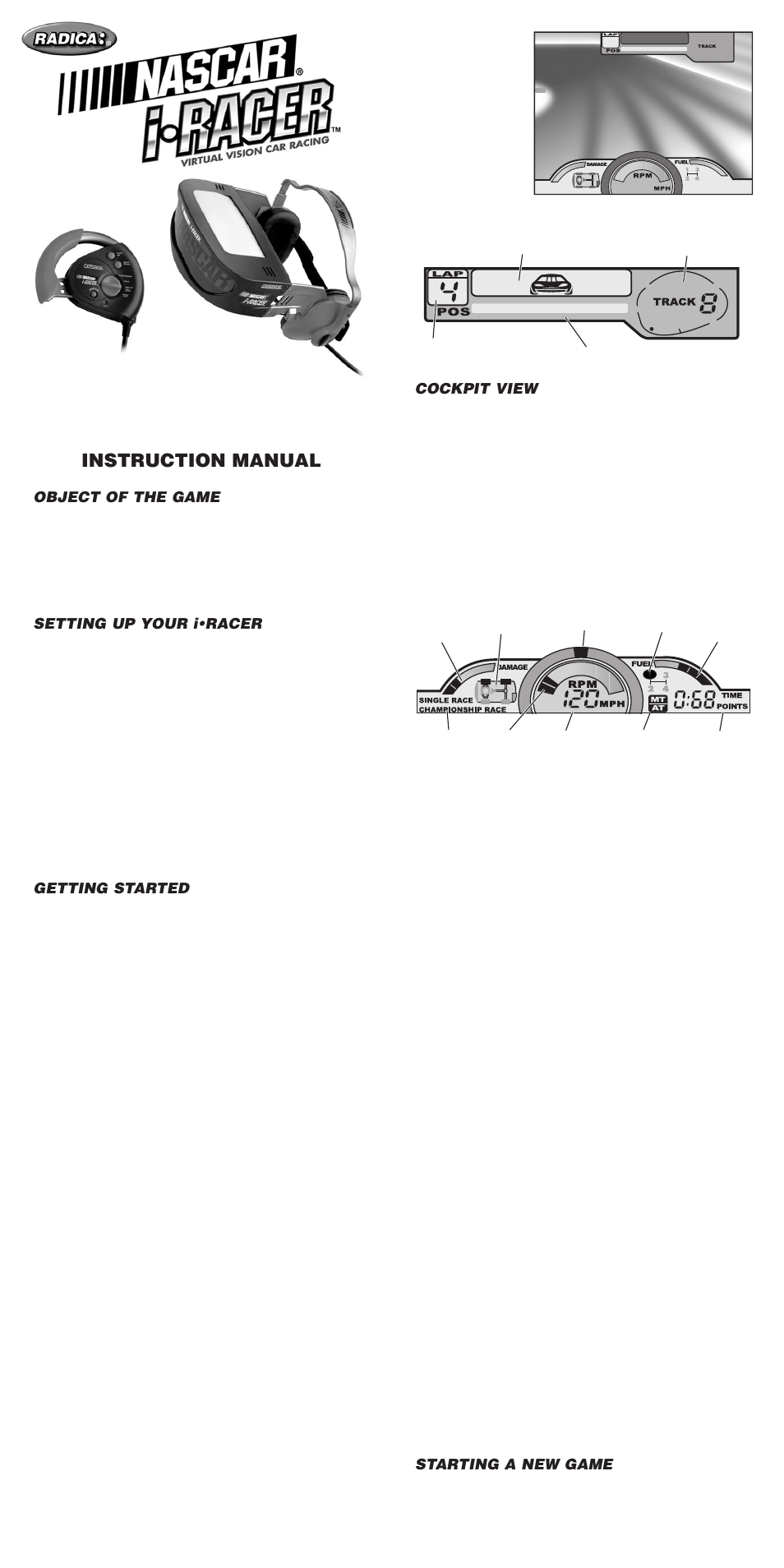 Radica Games IRACER 8012 User Manual | 2 pages