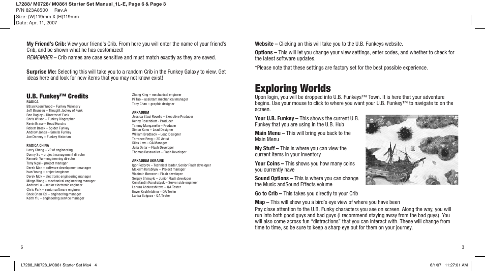 Exploring worlds, U.b. funkey™ credits | Radica Games 75015 User Manual | Page 5 / 6