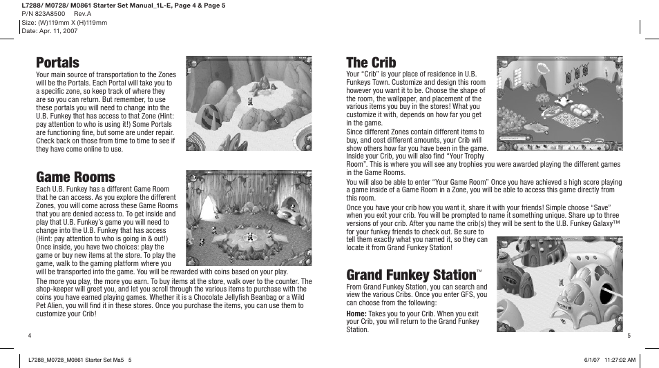 Portals, Game rooms, The crib | Grand funkey station | Radica Games 75015 User Manual | Page 6 / 6